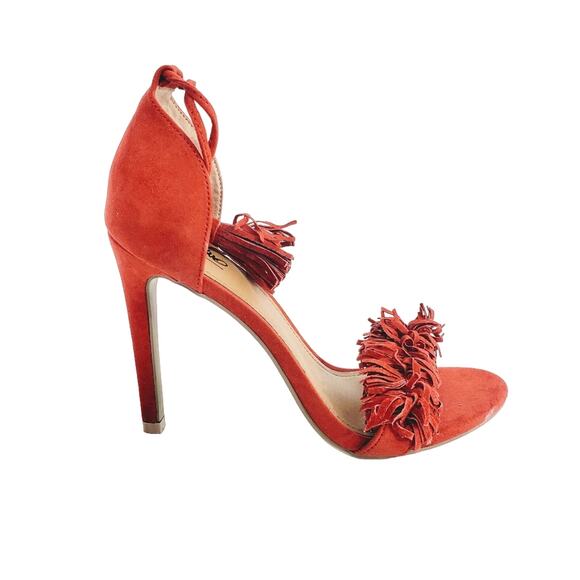 Mossimo Red Fringe Gladiator Heels Size 7 - Picture 2 of 8